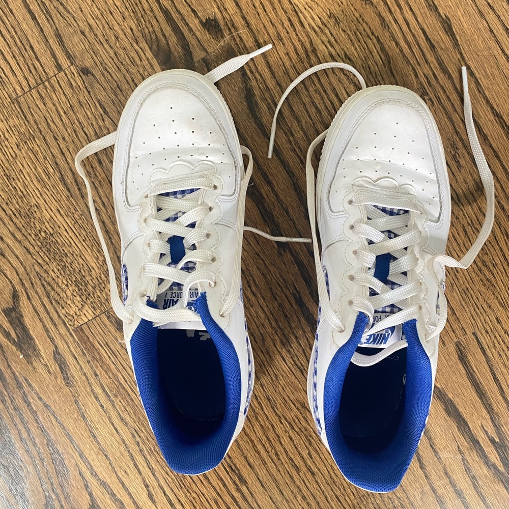 Customized blue and white checkered Air Force 1 - Picture 2 of 4